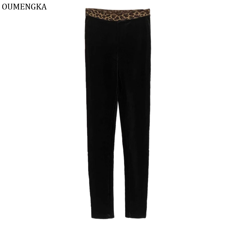 Collant dimagranti in velluto doppio spesso termico invernale da donna con pantaloni in pile Leggings in vita elasticizzati neri elasticizzati caldi leopardati