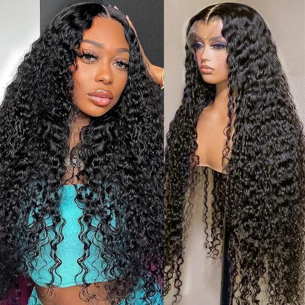 

Lace Front Wigs Human Hair Water Wave Lace Frontal Wigs 200 Density Natural Color 13×4 Transparent Human Hair Wigs 1B