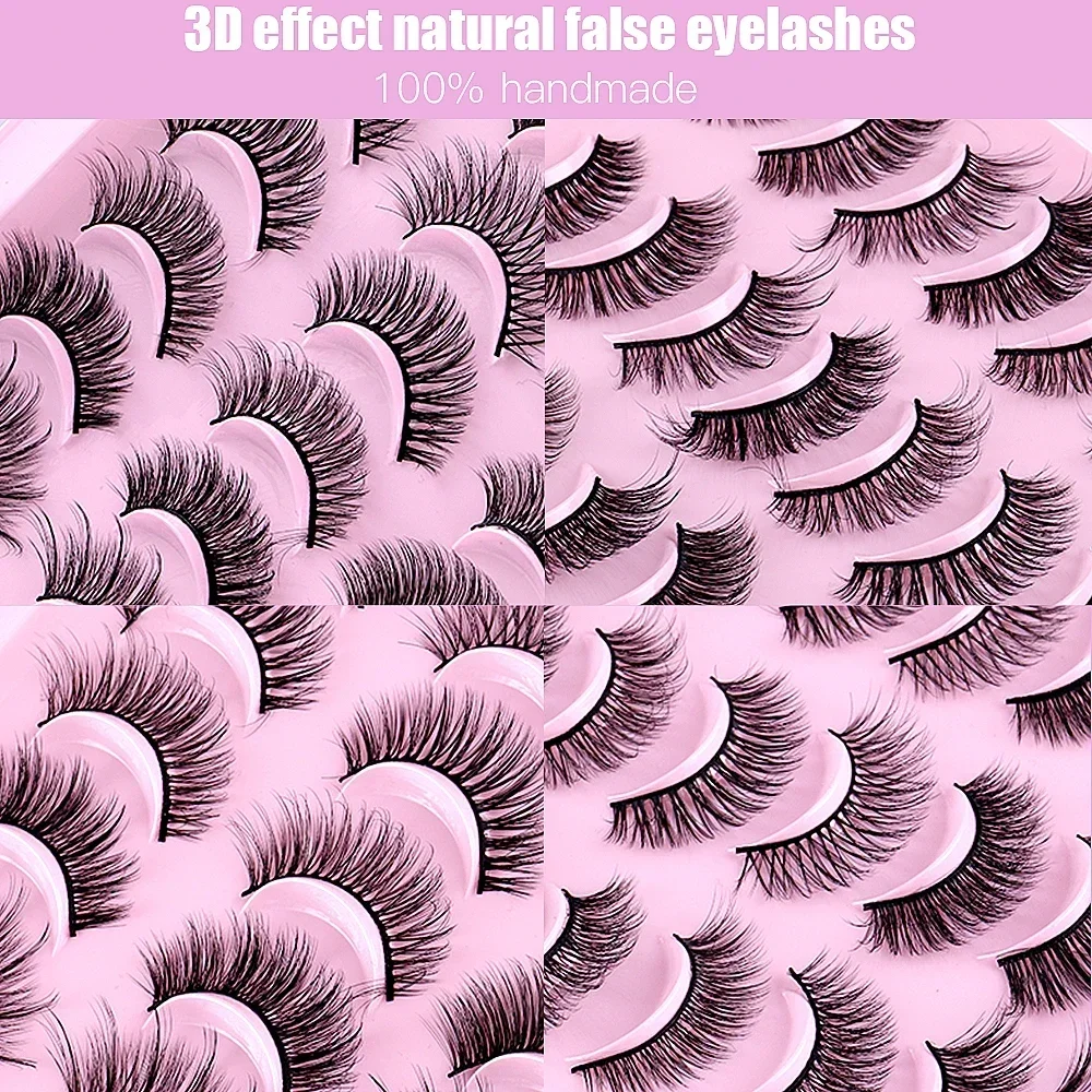 Faux-cils 3D en faux vison, naturels, volume spectaculaire, extension de cils, maquillage, 20 paires