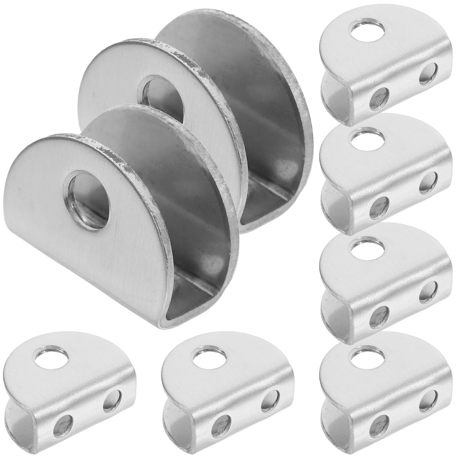 

8Pcs Glass Shelf Clamp No-Drill Fixed Panel Semicircle Clips Size Light Wear Resistance Easy Install Glass Clamp