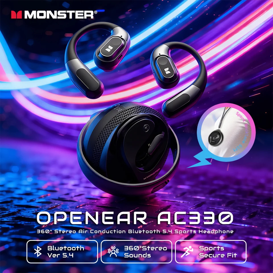 Monster Open Ear AC330 Bluetooth 5.4 Headphone Air Conduction