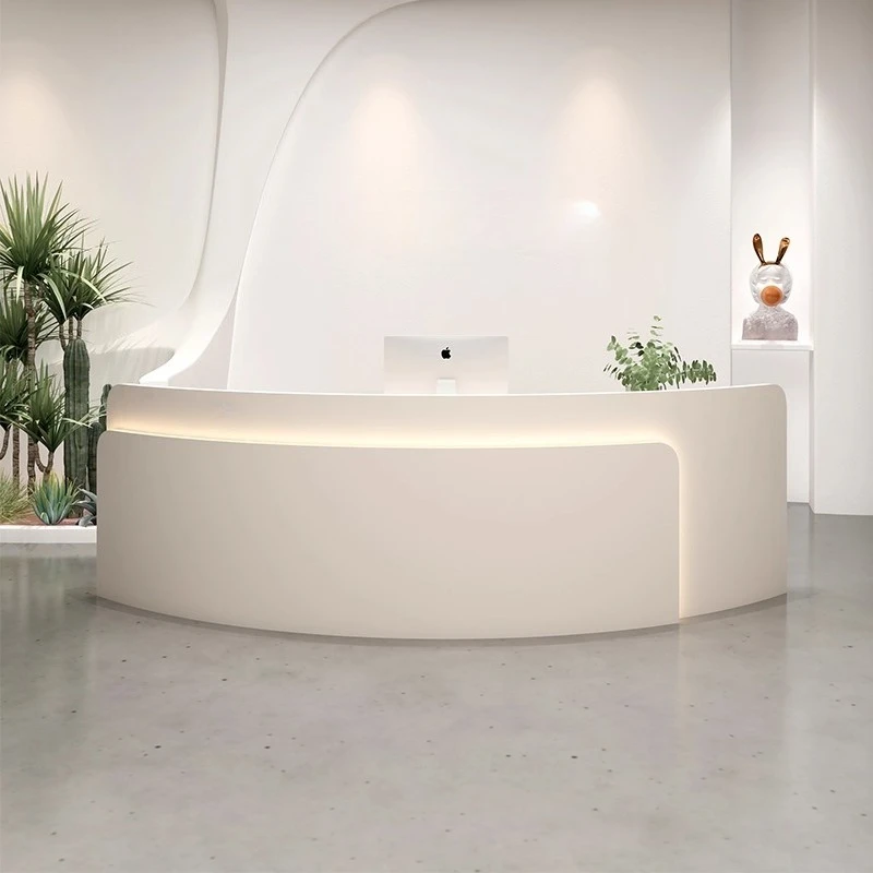 Light luxury semi-circular bar counter cabinet checkout page beauty salon clothing store curved simple modern front desk Interne