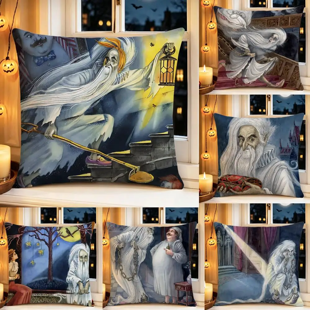 Story The Canterville Ghost Cushion Cover Pillow Short Plush Scary Creepy Cushion for Living Room Sofa Halloween Holiday Gift