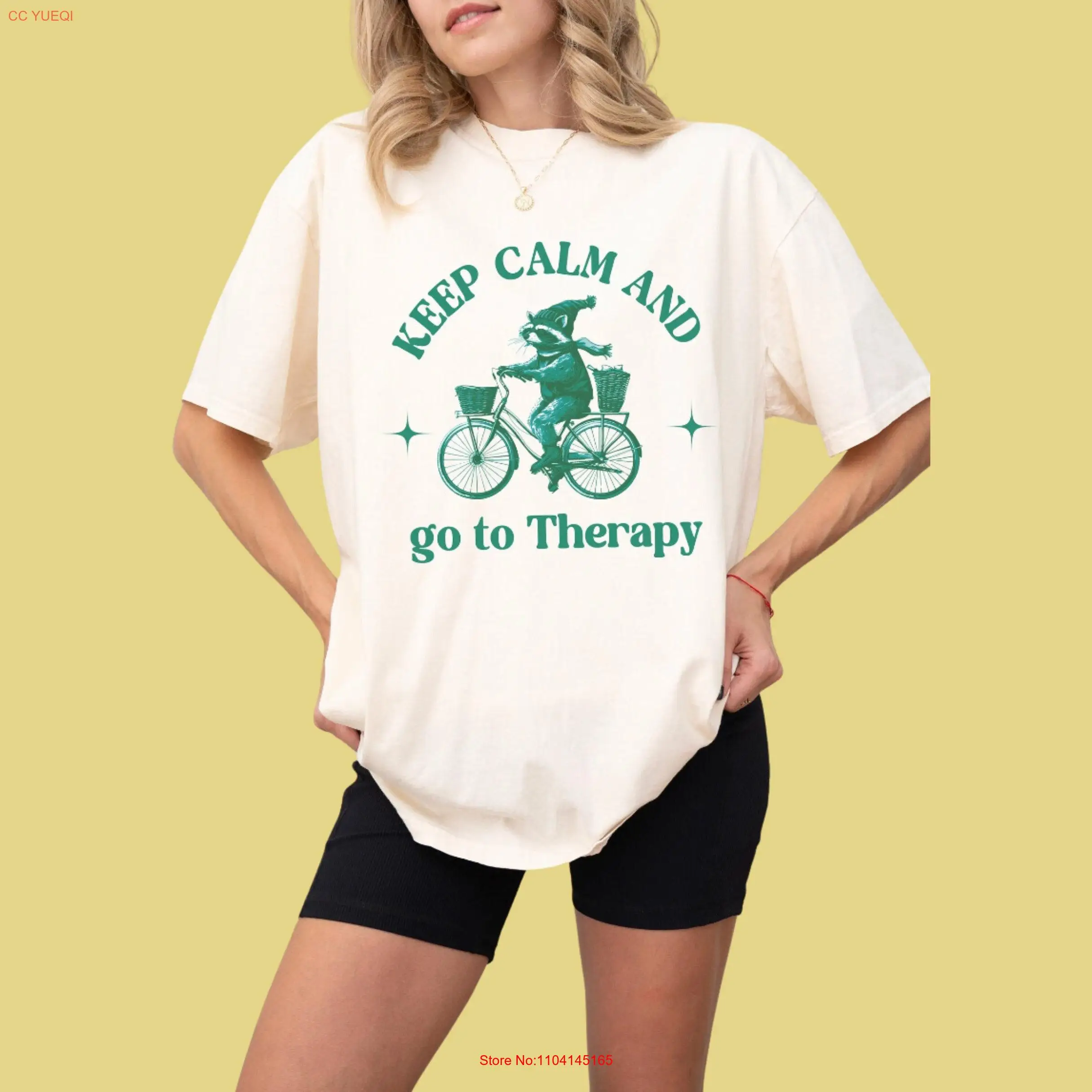 

Keep Calm and Go to Therapy T Shirt Funny Mental Health Raccoon Design Retro SweaT Self Care long or short sleeves
