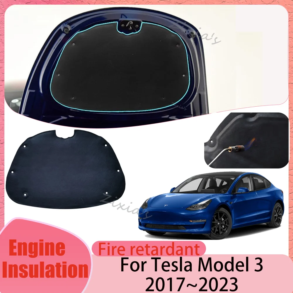 

For Tesla Model 3 2017~2023 2018 2019 Car Hood Engine linin Thermal Insulat Cotton Soundproof Mat Engine Heat Cover Accessories