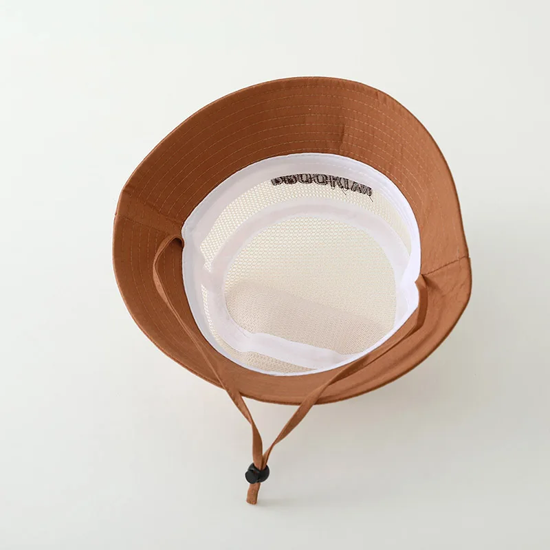 Letter Embroidered Baby Sun Hat Summer Mesh Breathable Boys Girls Fisherman Cap Fashion Patchwork Kids Panama Bucket Hats view 4