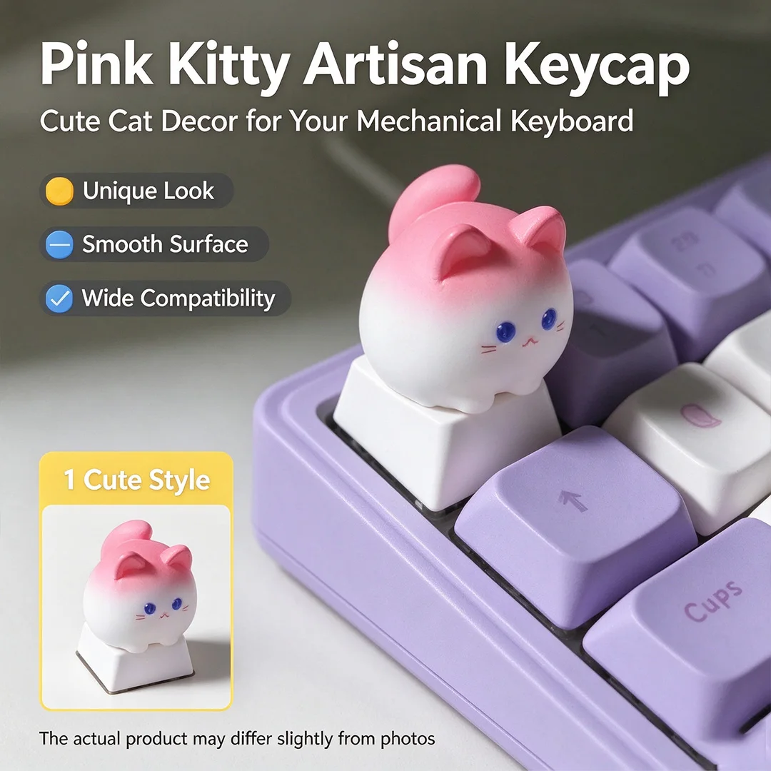 Original Pink Cat Keycap, OEM Height ABS Resin ESC Key Cap for Cherry Profile Mechanical Keyboard
