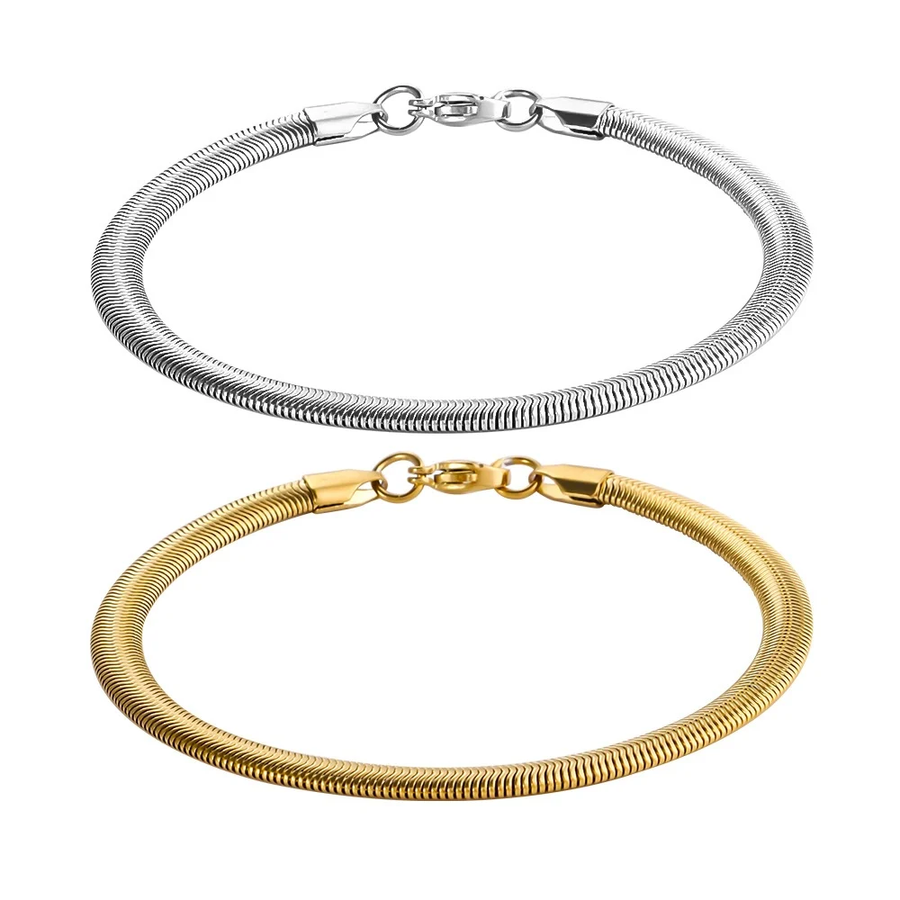 Hip-Hop Edelstahl Flache Schlangenkette Herren Armband Einfacher Titanstahl Schmuck Trendige Party-Accessoires Damengeschenke – Detail 4