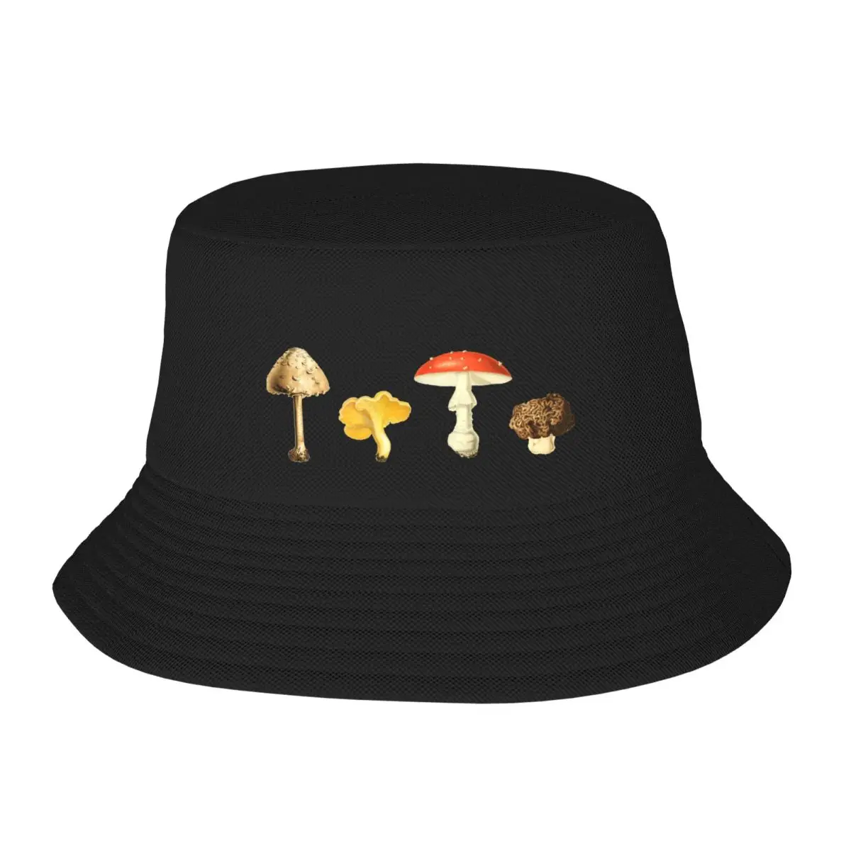 

New Autumn Mushrooms - 4 Vintage Mushroom Illustrations Bucket Hat Trucker Hat Golf Cap Horse Hat Men Cap Luxury Brand Women's