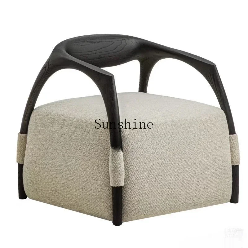 Chinese light luxury single sofa creative living room solid wood simple leisure chair  FT