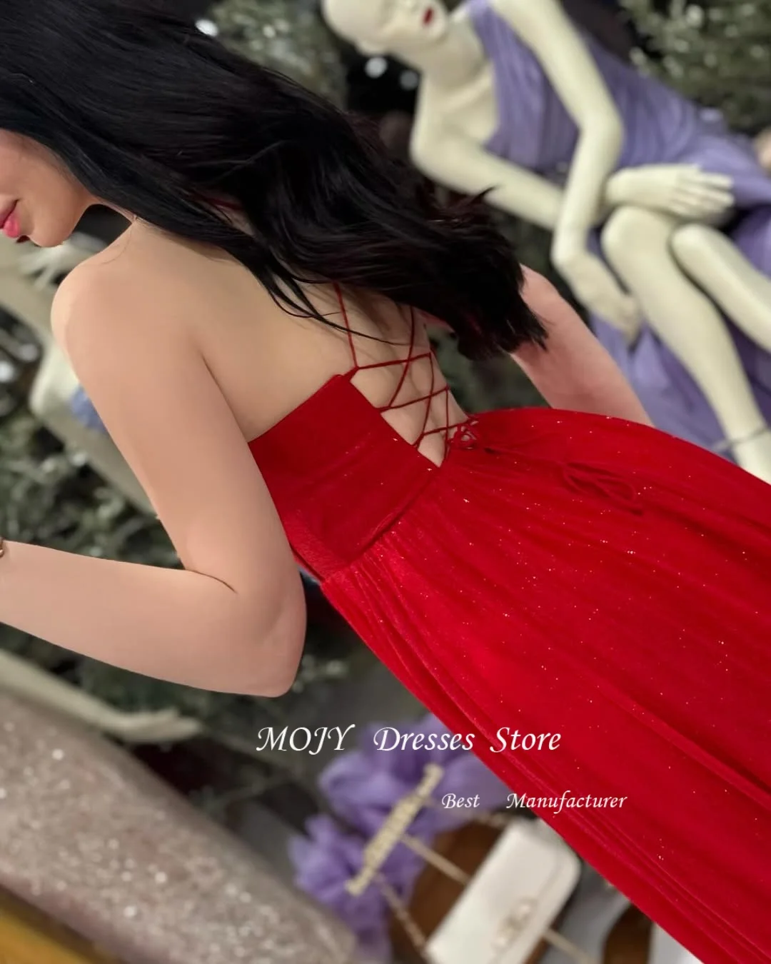 Mojy Customized Formal Goen Princess Prom Dress with a Glitter Skirt and A Corset Style Bodice with a Lace -up Back Dress