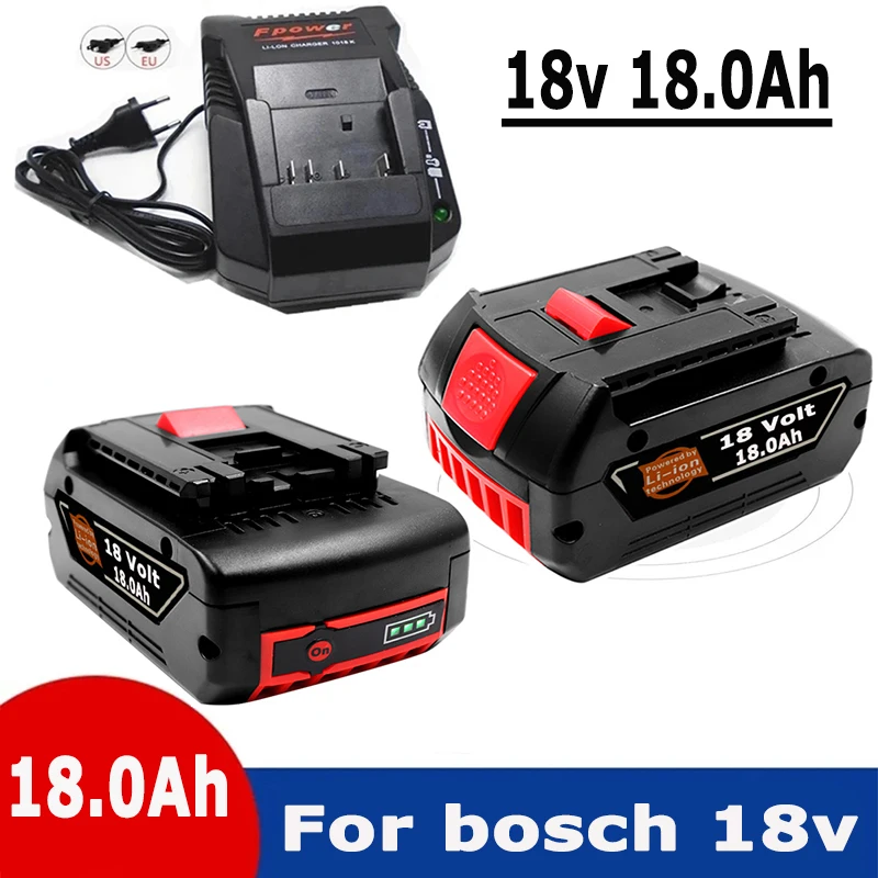 

NEW 18V 18Ah Rechargeable Li-Ion Battery For Bosch 18V Power Tool Backup 18000mah Portable Replacement BAT609 Indicator Light