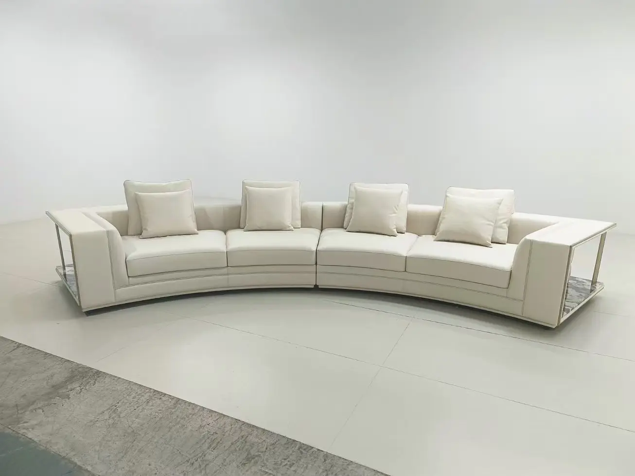 Furniture Supplier Italian Luxury Beige Fabric C-Shape Curved Villa Luxury Sofa Set Furniture