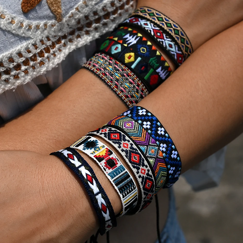 Nepal Handmade Pulseira para Mulheres, Corda Nacional, Charm Bracelet, Acessórios de Jóias, Novo, 10Pcs, Lote