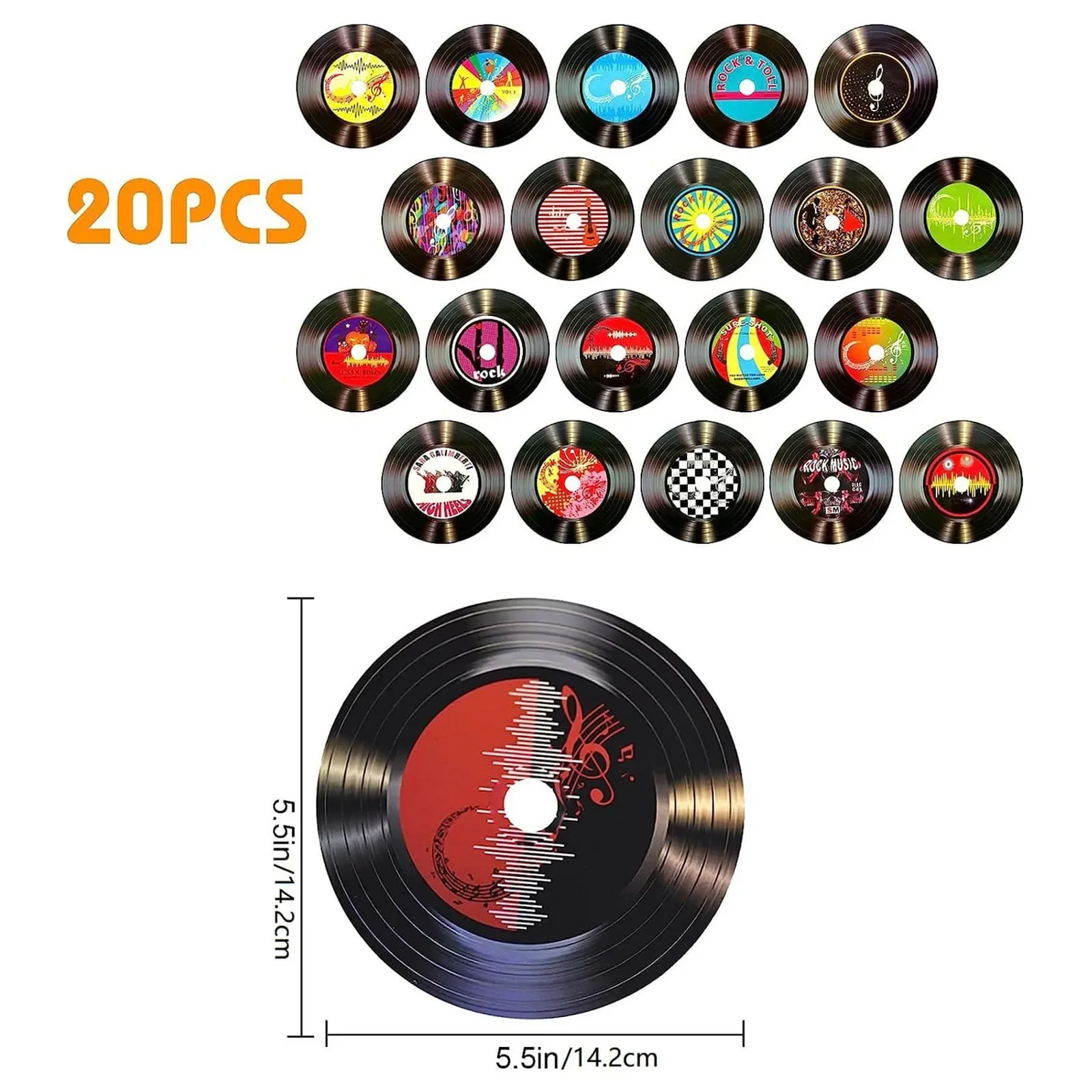 20PCS CD Album Cover Posters Bedroom Decor,Music Party,Blank Vinyl Records Wall Sticker Decoration Decor (Material Cardboard)