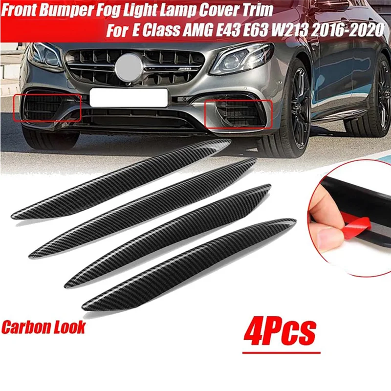 

NEW-4Pcs Front Bumper Fog Light Lip Splitter Grille Trim For Mercedes-Benz E Class W213 E43 E63 AMG 2016-2020 Splitter Cover