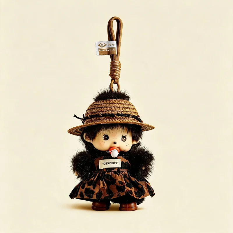 Monchhichi Cute Doll Bag Charm Keychain Backpack Hanging Ornament Mini Stuffed Figure Pendant Collection Display Surprise Gift - view 3