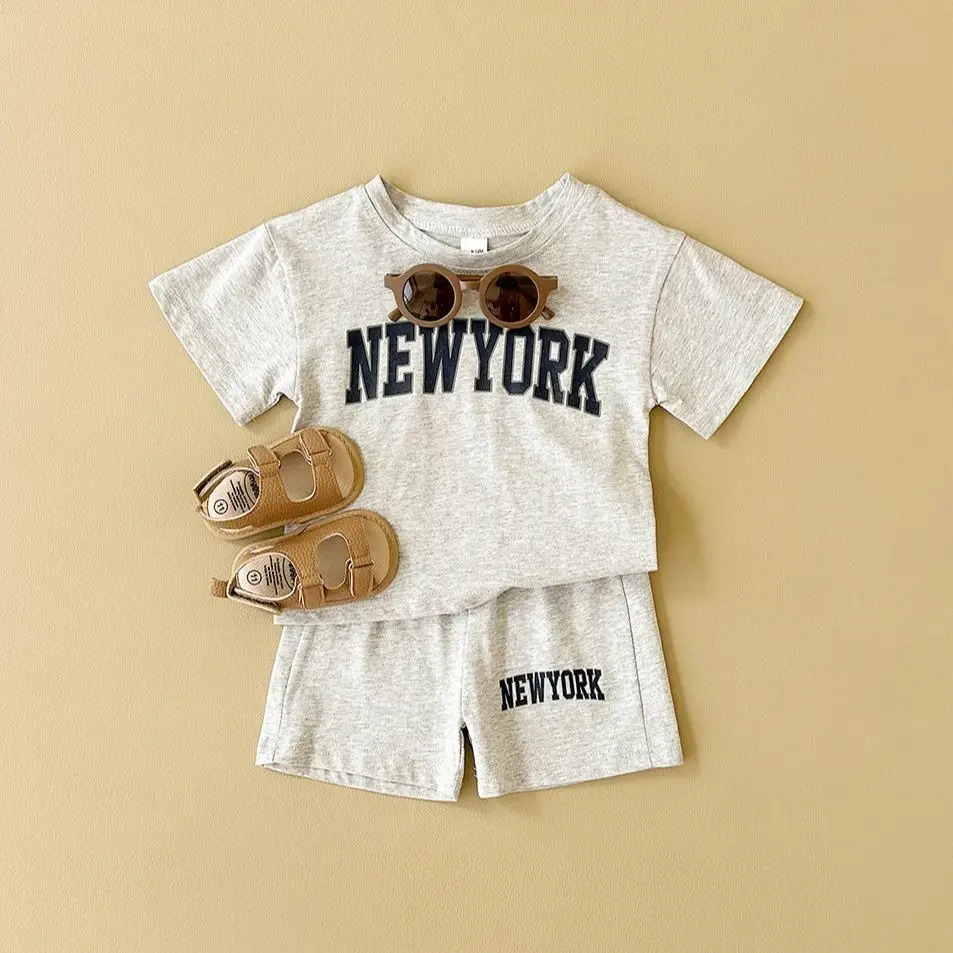 Summer Baby Boys Newborn Baby Clothes Casual Letter Printed Short Sleeved T-shirt+shorts Sports Set 2Pcs Infant Outfit Set