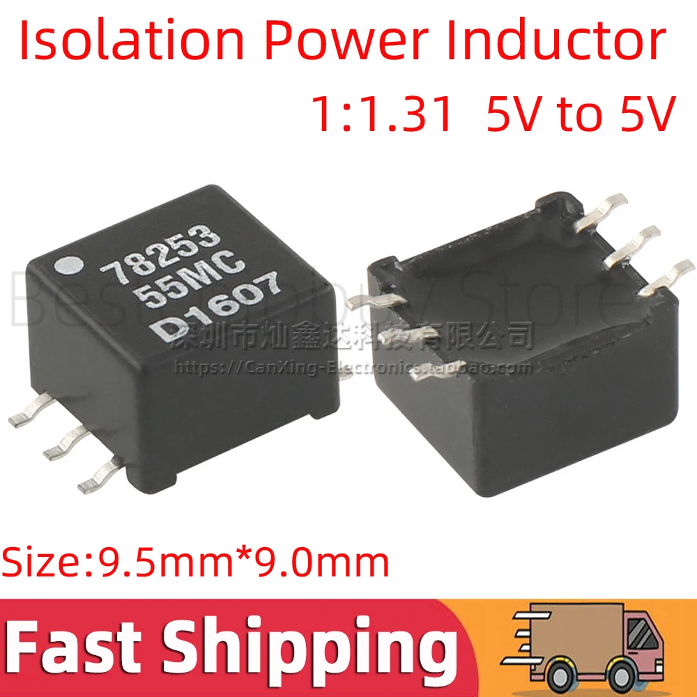 

78253/55MC 78253 55MC Signal Power Pulse Converter Transformer 1:1.31 5V TO 5V 1.5KV 1500V Isolation Pulse Transformer