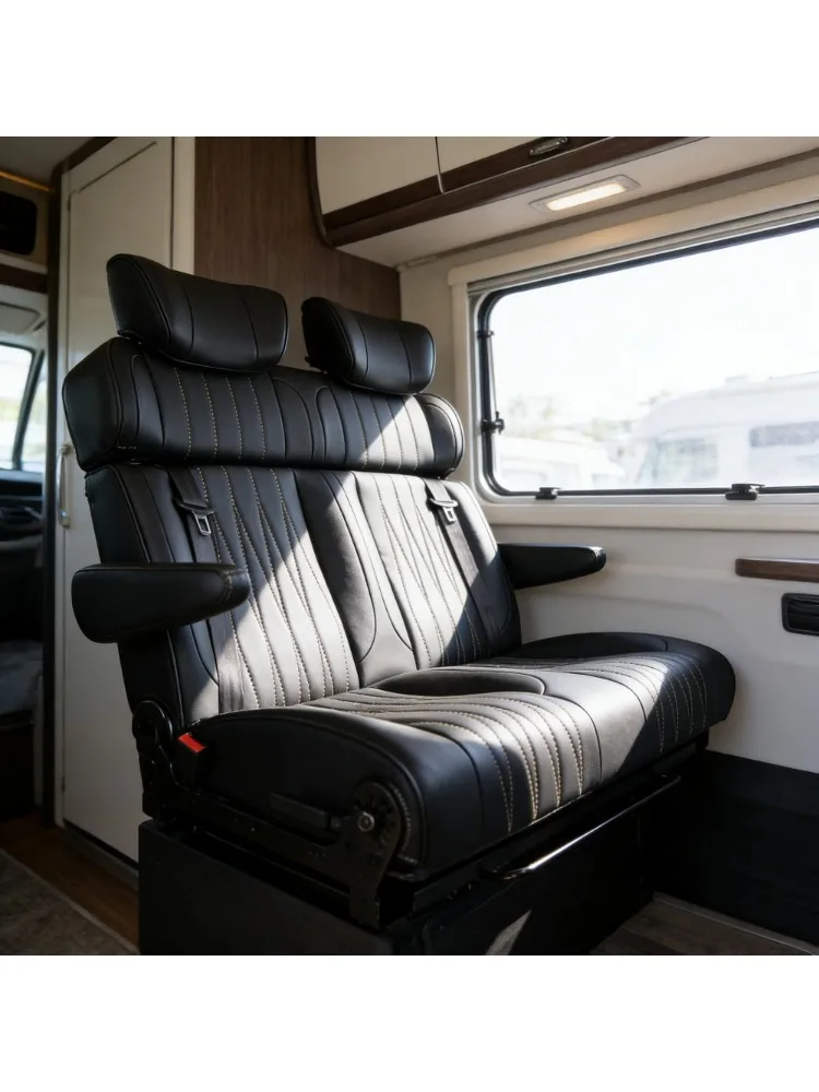 Verstelbare converteerbare bed RV-stoel op maat gemaakte luxe lederen bekleding 2/3-zits geschikt voor RV MPV bus auto interieur upgrade onderdelen - afbeelding 2
