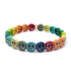 Happy Face Bangle For Women Pearl Charm Beaded Girl Bracelets