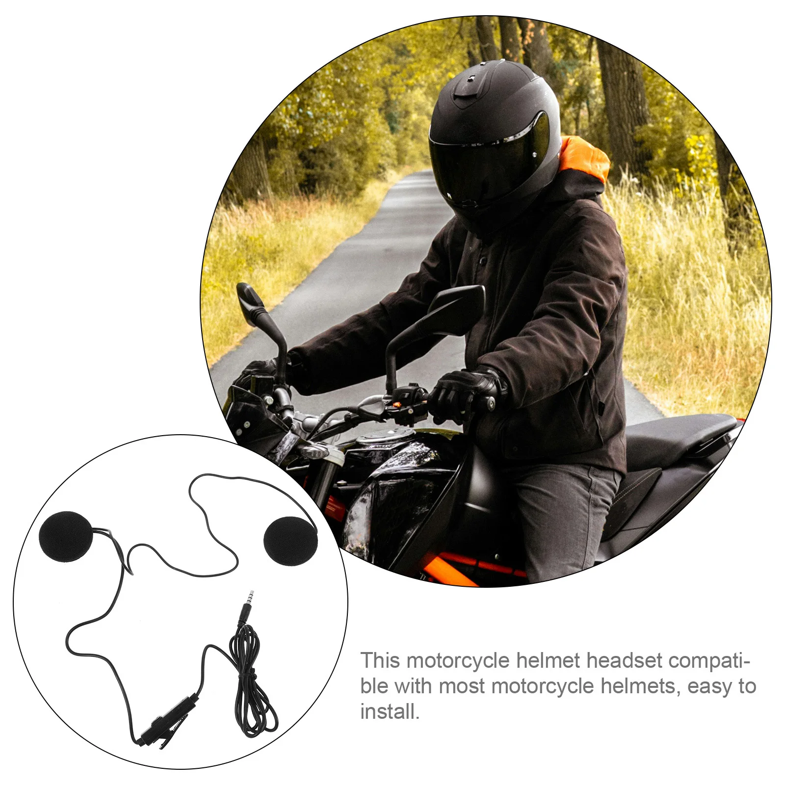 

Motorcycle Headset Earphone Black Plastic Intercom for Cyclist GPS Navigation Windproof Compatible Speaker Motorbike