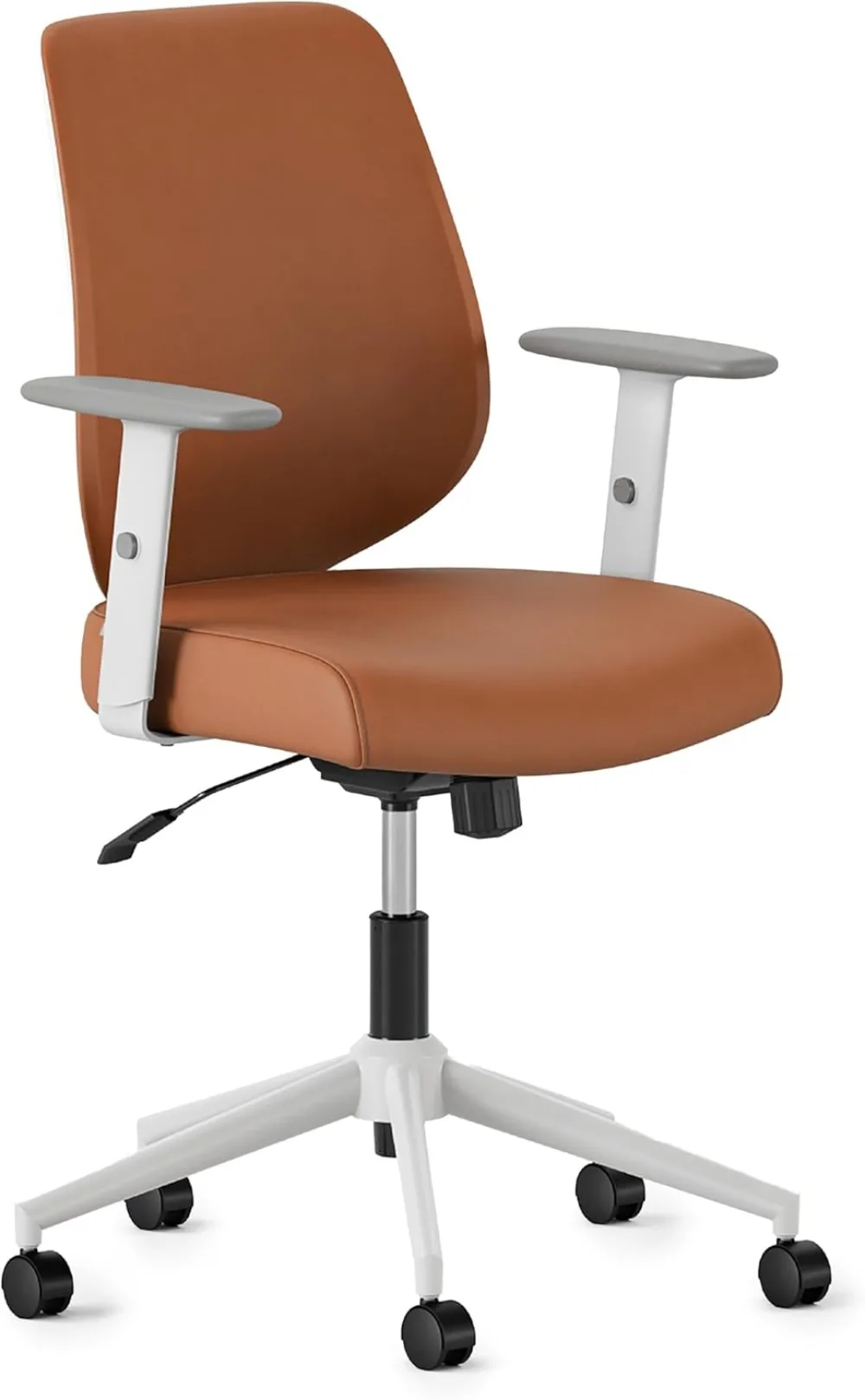 Daily Chair - Vegan Leather Office Chair with Swivel, Lumbar Rest, and Adjustable Armrests - Comfortable Seating