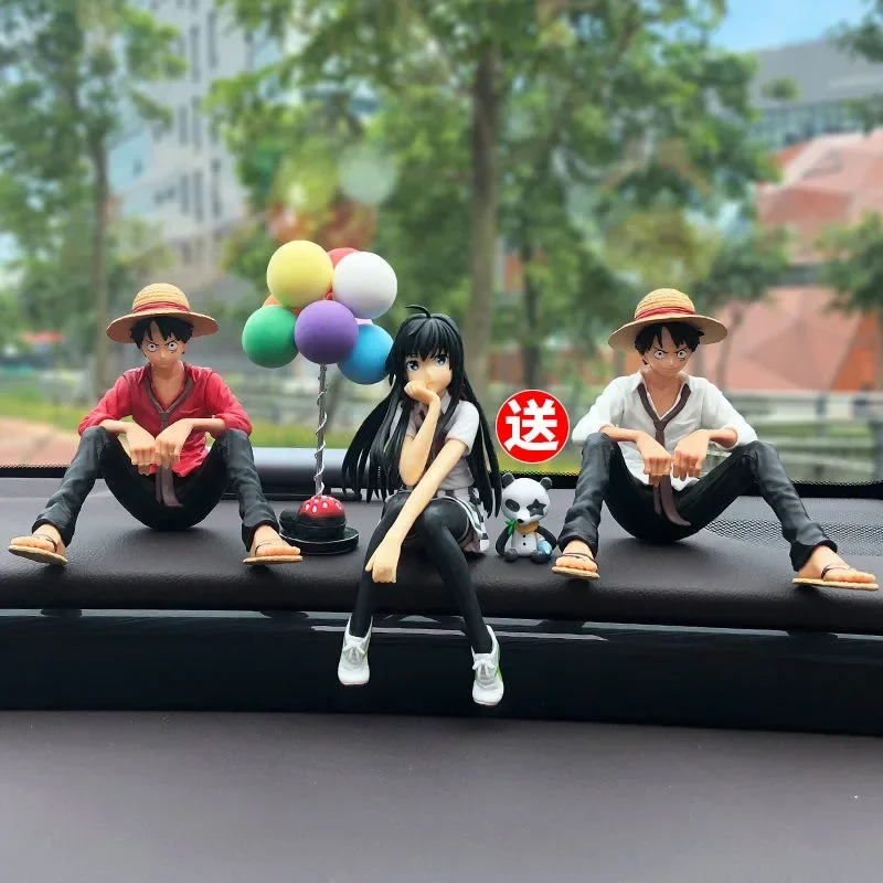 One Piece Cartoon Anime Car Ornament Action Figure Luffy Yukino Boa Hancock Auto Center Console Interior Accessories Model Decor