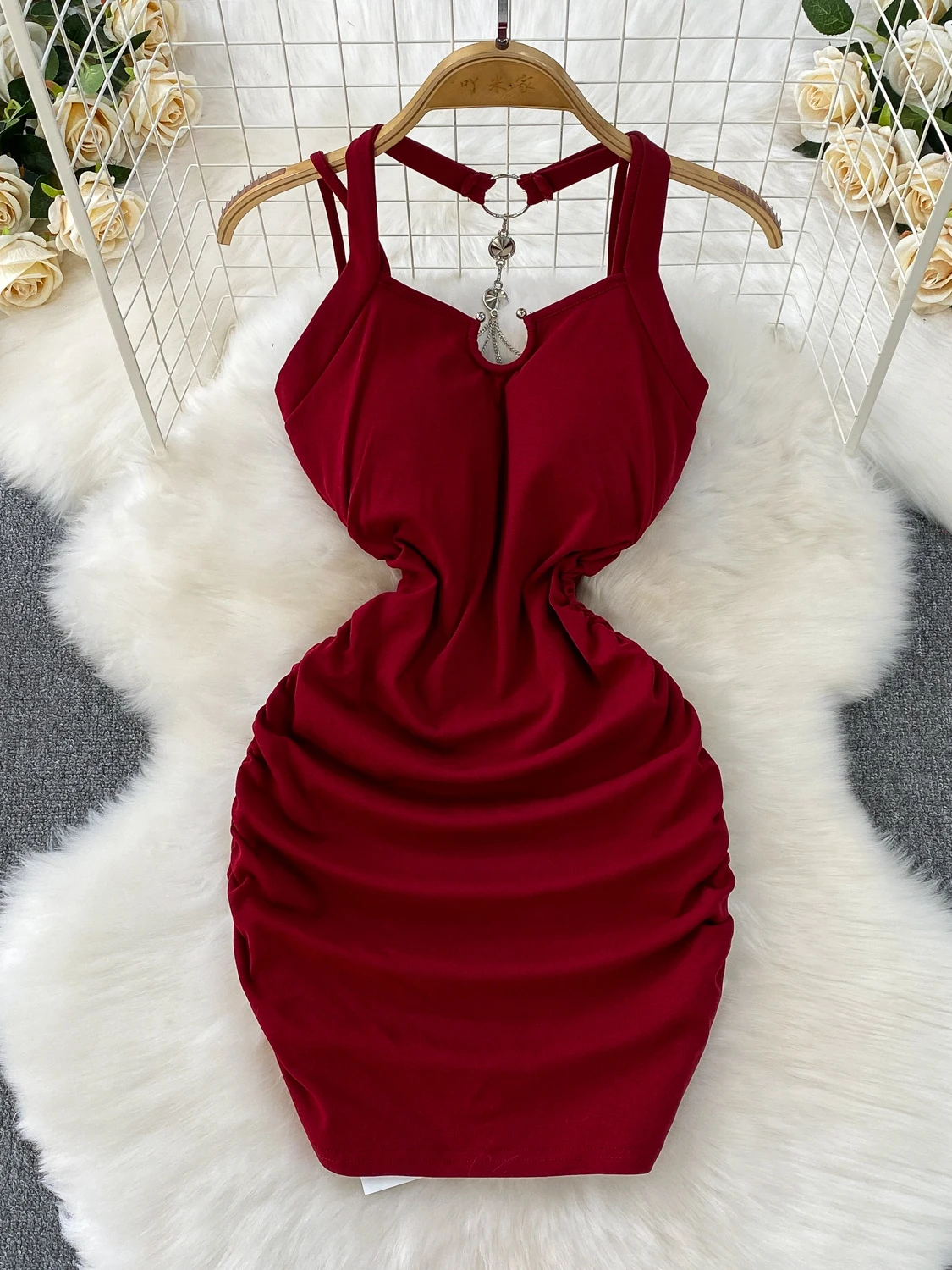 Ele U-Ne Red Dr Damen Sommer Elastisch Plissee Schlankheitsrock Hängender Neline Dr Korean Sle Pendeln