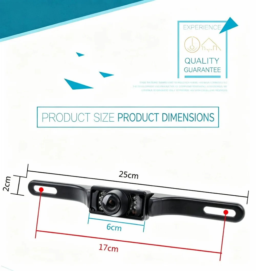 Long License Plate Frame Car Camera, License Bar Rear View Backup Cam, HD Infrared Night Vision, IP68 Waterproof 170° Wide Angle