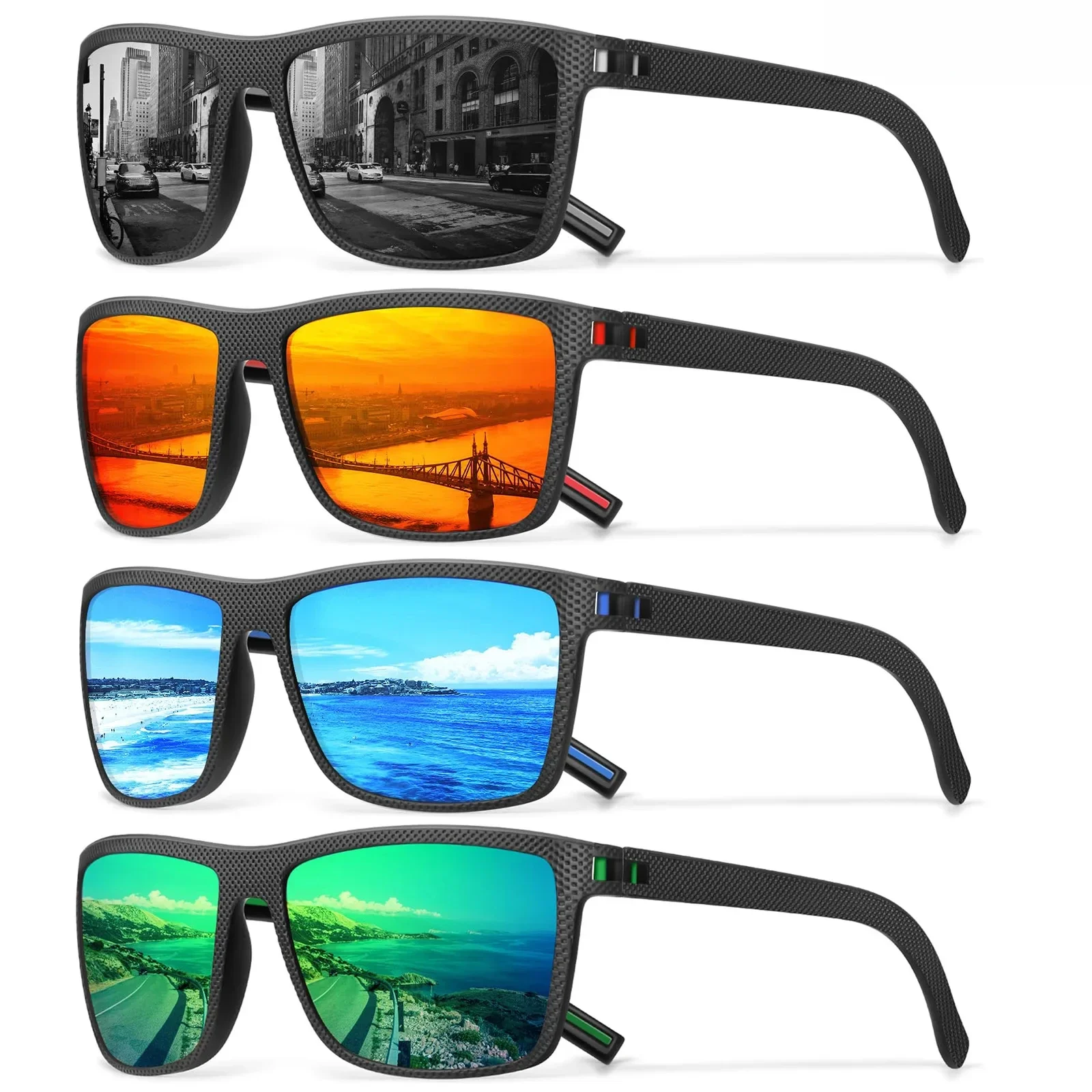 

3/4PCS New Designer Box Polarized Colorful Sunglasses for Men and Women Suitable for Driving, Fishing, Outdoor Sports UV400