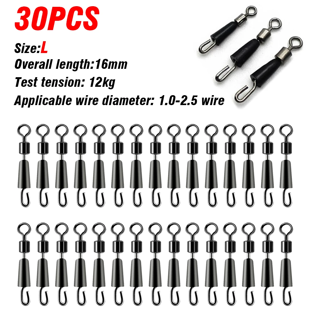 30/50Pcs Angeln Lager Wirbel Kugellager Wirbel Solide Ringe Stecker Schnell Schnelle Link Locken Linie Spin Snap Tackle stecker
