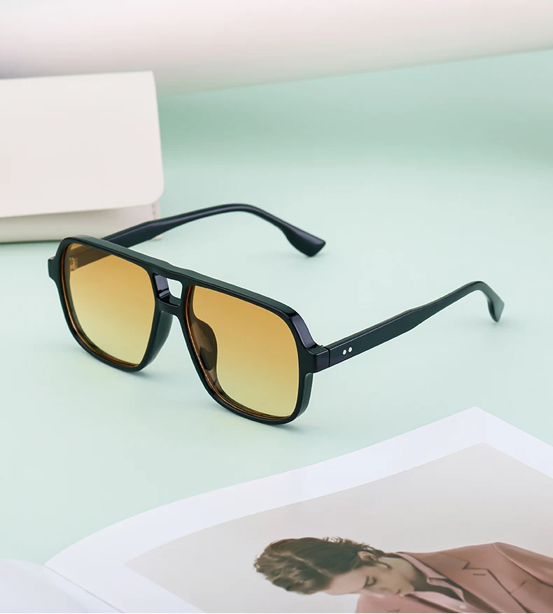 Vintage Rechteckige Sonnenbrille 2026 Luxusmarken-Designer Retro Rechteckige Sonnenbrillen für Herren Modische Quadratische Schattierungen Eyewear – Detail 4