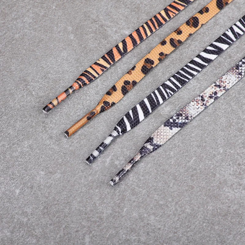 Klassische Schuhbänder mit Tiermuster, kreatives Unisex-Design, für Sneaker und Canvas-Schuhe, flache Schuhbänder mit Leoparden-, Zebra-, Tiger- und Schlangenmuster. – Detail 5