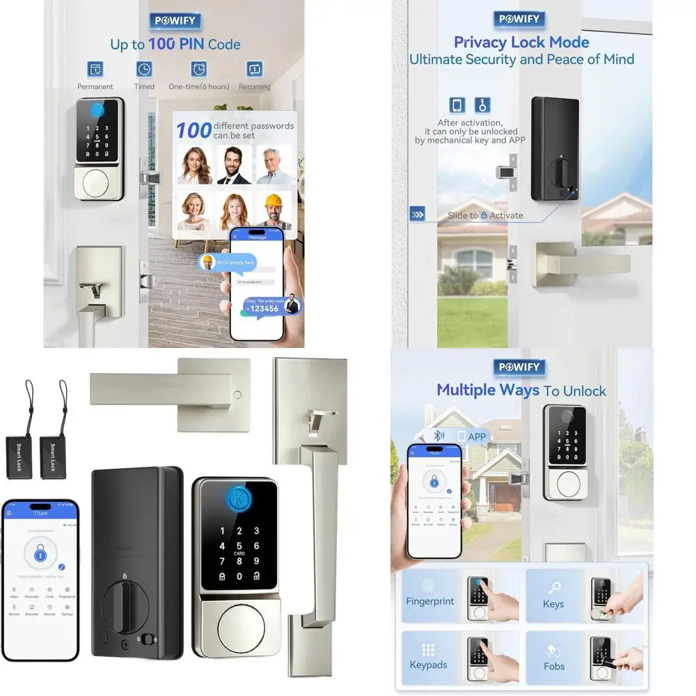 

Умный дверной замок с ручкой, управлением через приложение и клавиатурой, автоматической блокировкой, простой установкой, подключением по Bluetooth, цвет сатиновый никель.