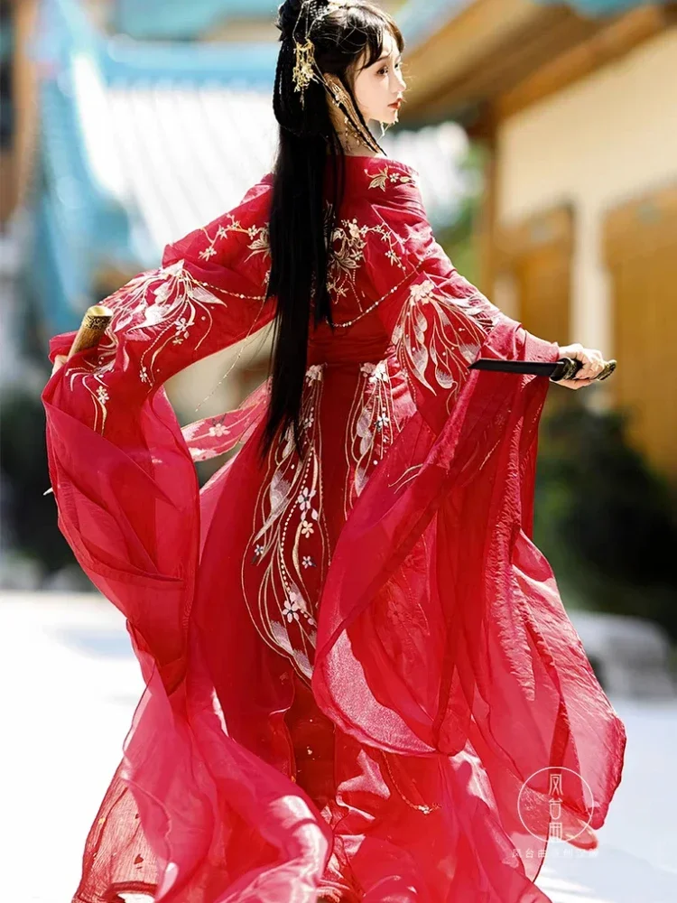 

2025Hanfu Women Chinese Traditional Stage Dance Dress Female Fairy Cosplay Costume Hanfu Set Red Elegant PrincessOutfits Vintage