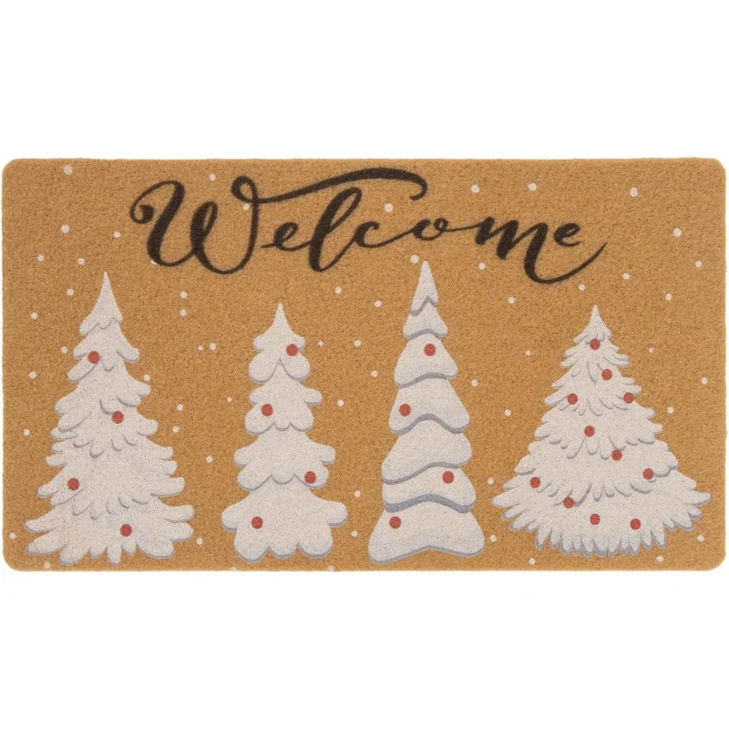 Christmas doormat, winter outdoor floor mat, snowflake pine vacation home, flannel decoration 61X90cm