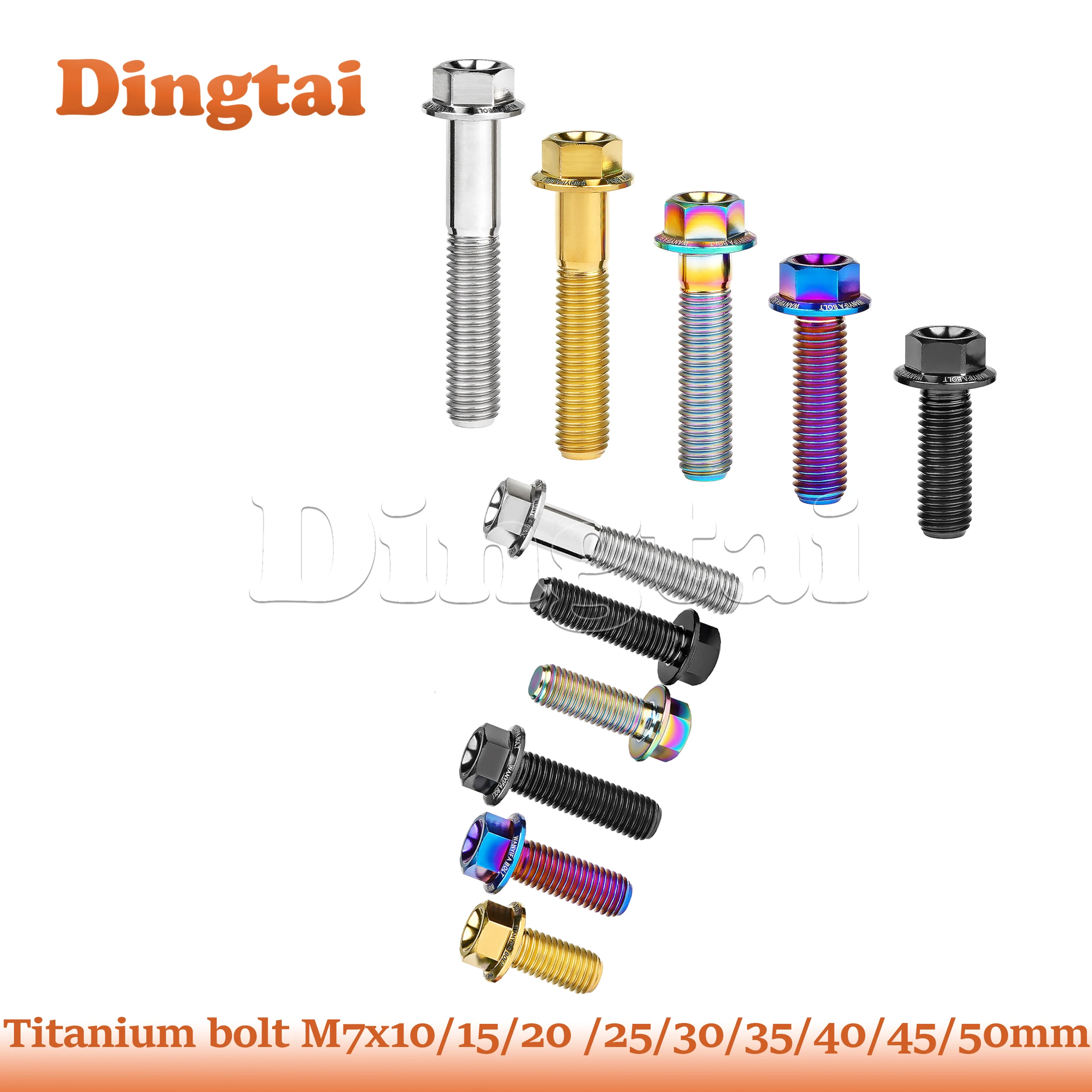 

Dingtai Titanium Bolt M7x10/15/20 /25/30/35/40/45/50mm Motorcycle Titanium Bolt Flange Head
