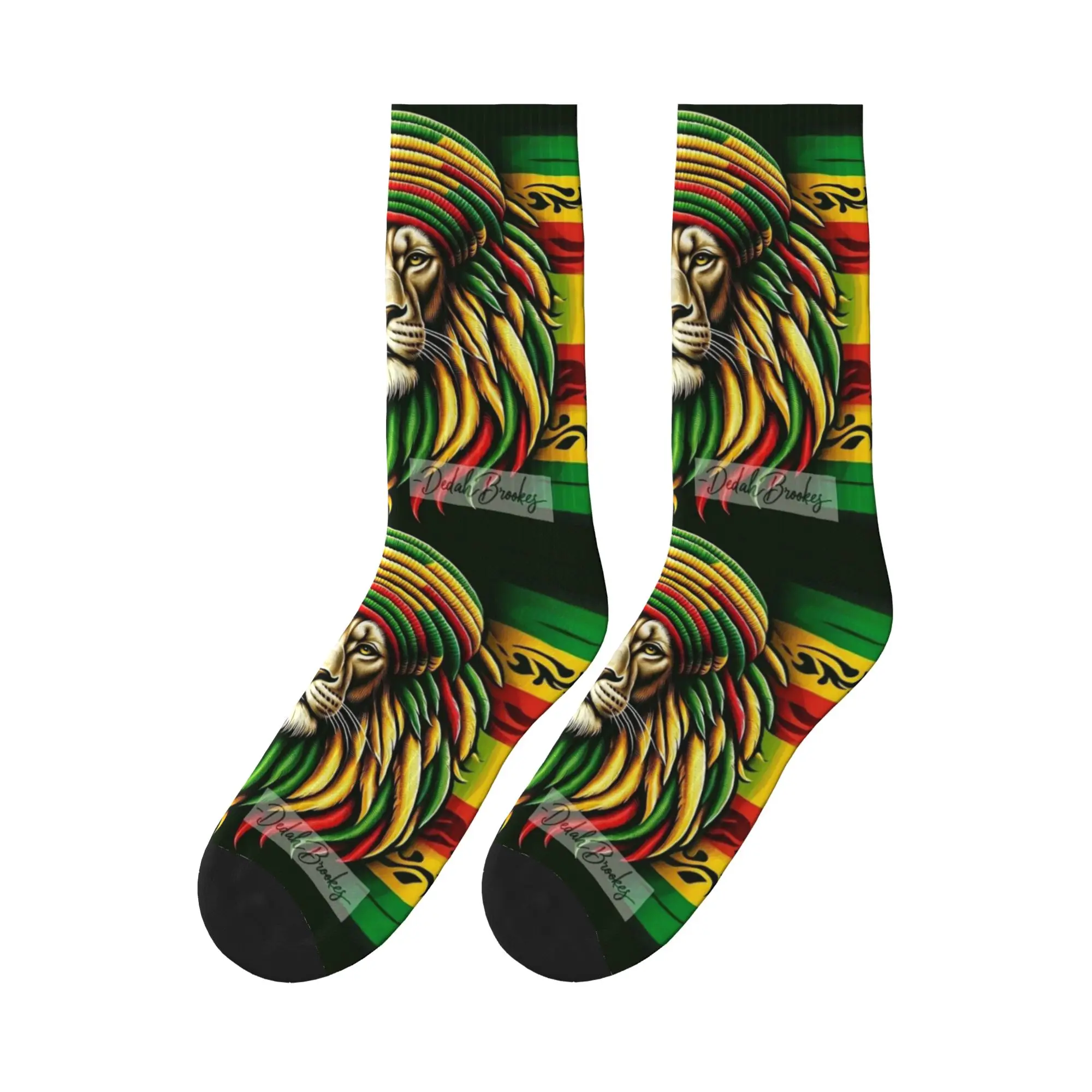 

Rastafarian Amaiquina Reggae Rasta Lion Street Skullies Sports Socks Sweat Absorbing Stockings All Season Long Socks for Unisex