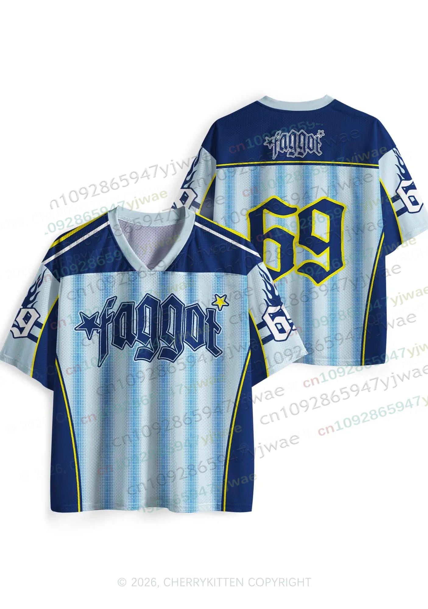 Y2K Hot Girl Coole und Atemberaubende Faggot Stars Pride Sport-Jersey für Männer und Frauen, Street Fashion Hip-Hop Konzert Kurzarm-T-Shirt – Detail 3