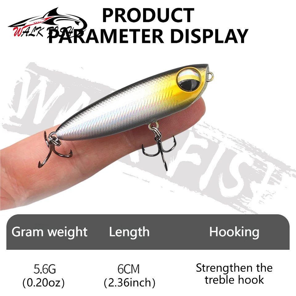 WALK FISH 1Pcs 6cm 5.6g Topwater Popper Pencil Fishing Lure Saltwater Bass Walk Z-Shaped Dog Stream River Artificial Hard Bait - view 6