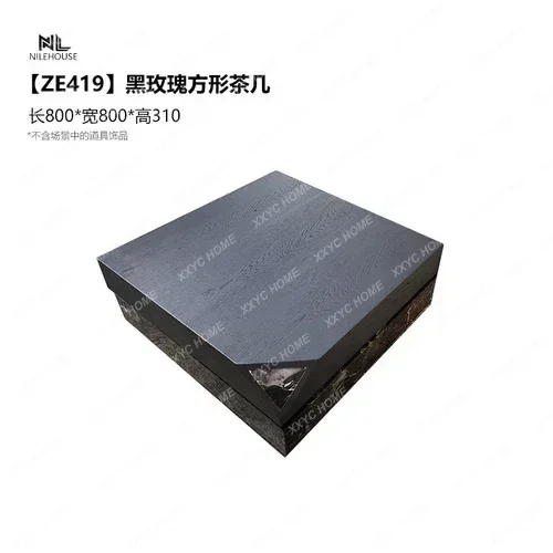 

Natural Marble Black Rose Modern Living Room Square Rectangle Wood Grain Tea Table
