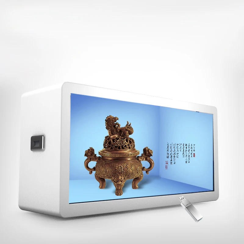 Indoor See Through LCD Advertising Product Counter Transparent 3D Cabinet Indoor Led Screen