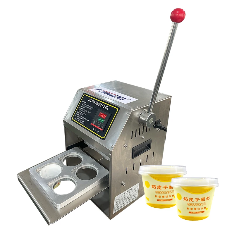 Manual Plastic Yogurt Cup Sealing Machine Pudding Plastic Cup Sealer Packaging Machine for Ice Cream Greek Yogurt
