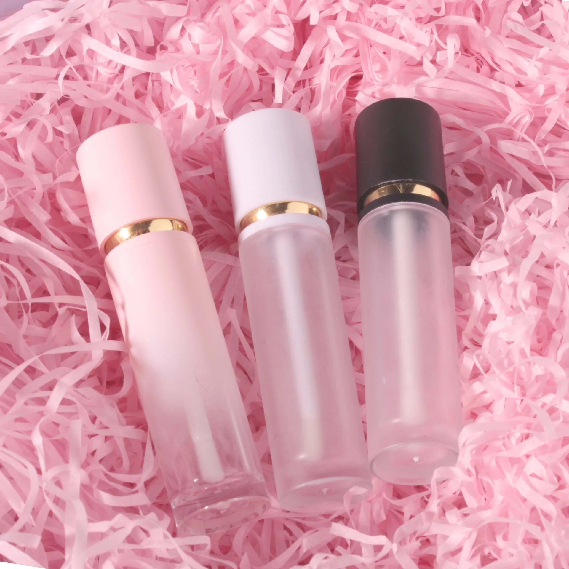 8ML Lipstick Tubes Pink Empty Round Lipgloss Container Tube Liquid Lipstick Bottle Custom Logo Wholesale Bulk Products 10pcs