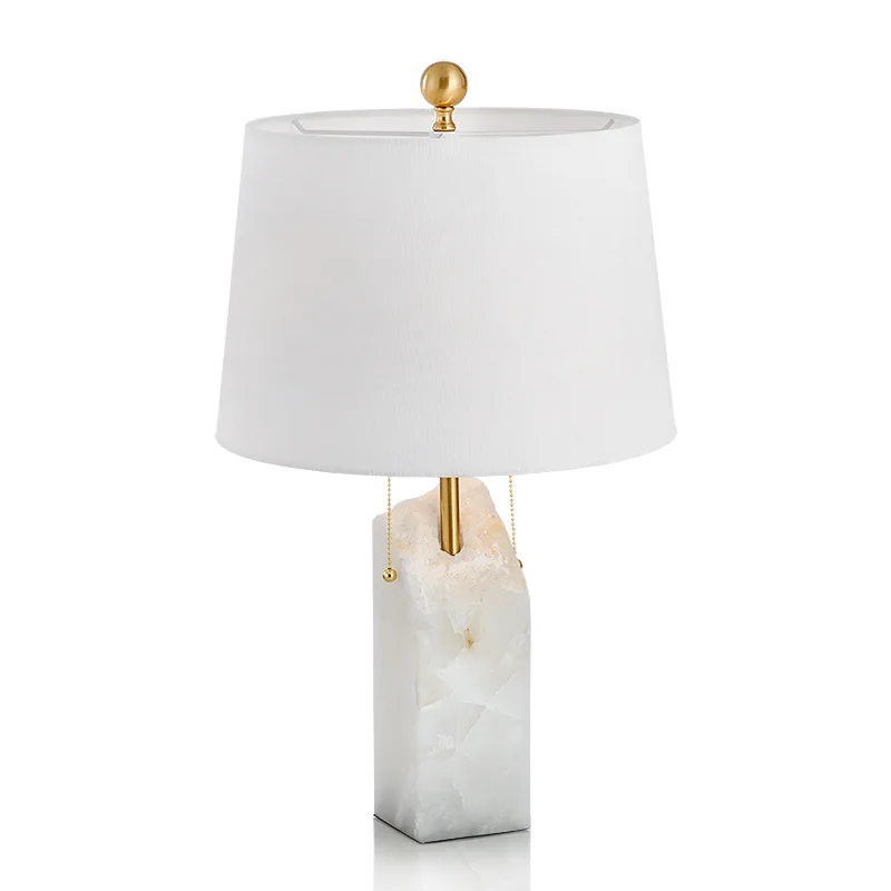 Modern European-style alabaster creative gravel table lamp touch control DC 3000K warm white bedroom decorative lamp