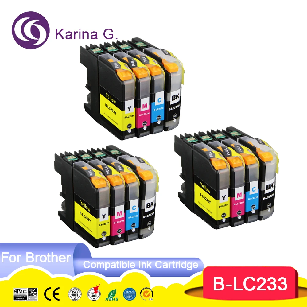 LC231 LC233 Premium Color Compatible Printer Ink Cartridge for Brother MFC-J5720/J4120/J4620/J5320/ DCP-J562DW/MFC-J480DW