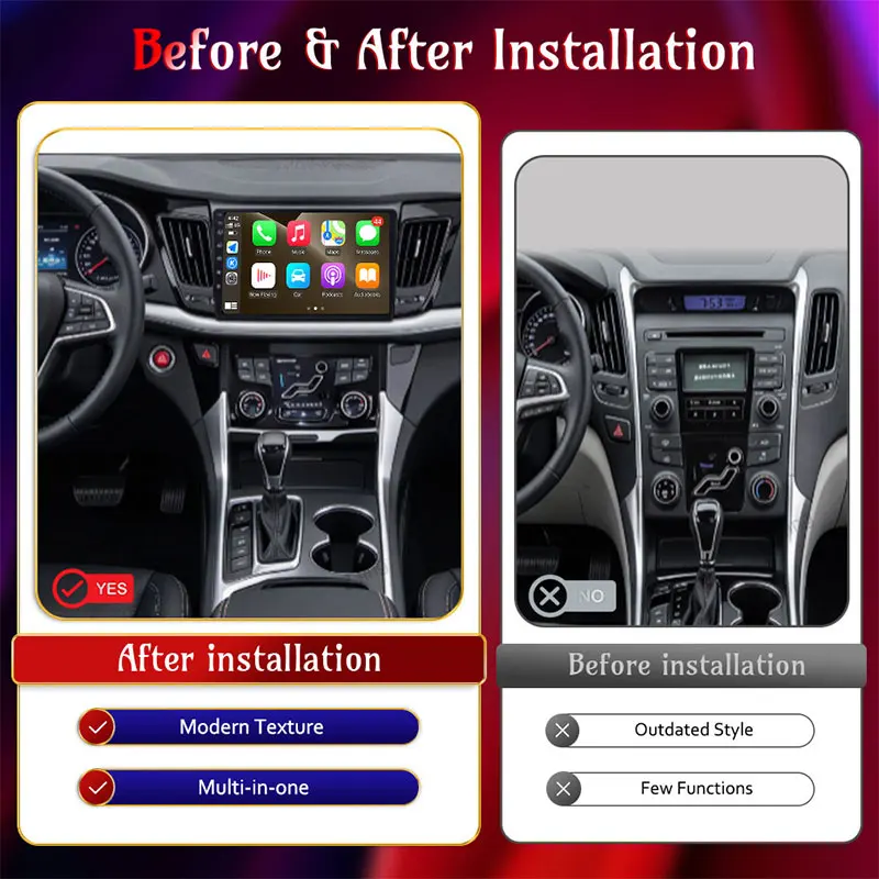 For Hyundai Sonata 6 YF 8 2009 - 2014 Car Multimedia Player 9 inch Bluetooth DSP Stereo Autoradio Split Screen 4G QLED Head Unit