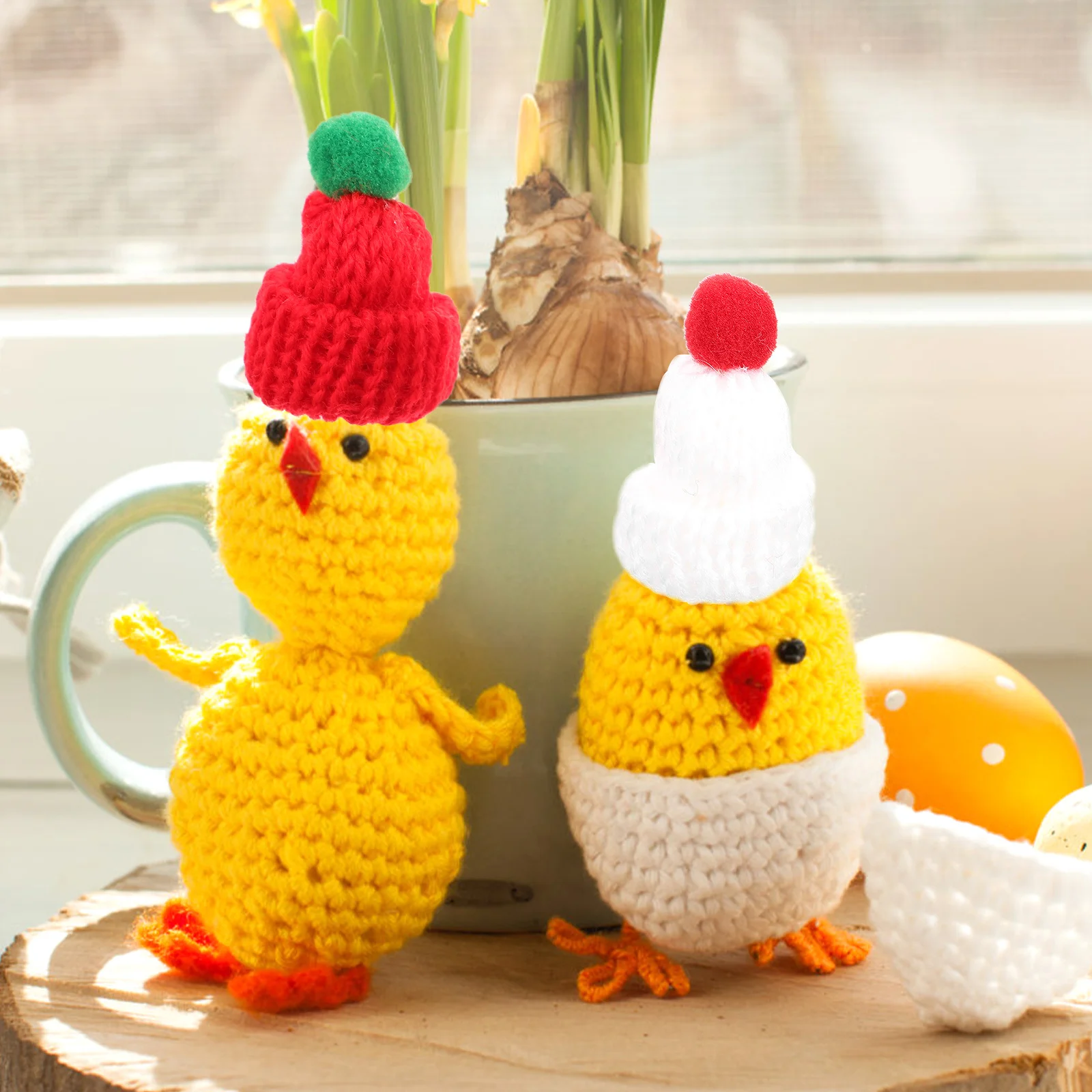 

6Pcs Christmas Knit Mini Hat Scarf DIY Decor Accessories Handmade Phone Case Bottle Xmas Crafts Mini Hat Scarf