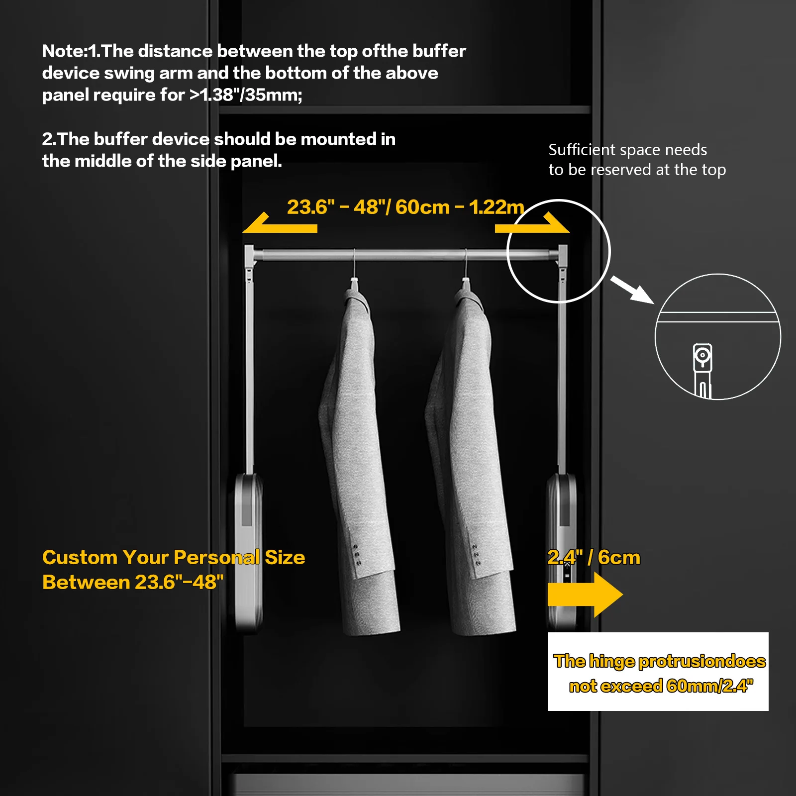 Advanced Electric Wardrobe Clothes Hanger Pull Down Telescopic Rod With Voice Remote Control Touch Sensor And Auto Return